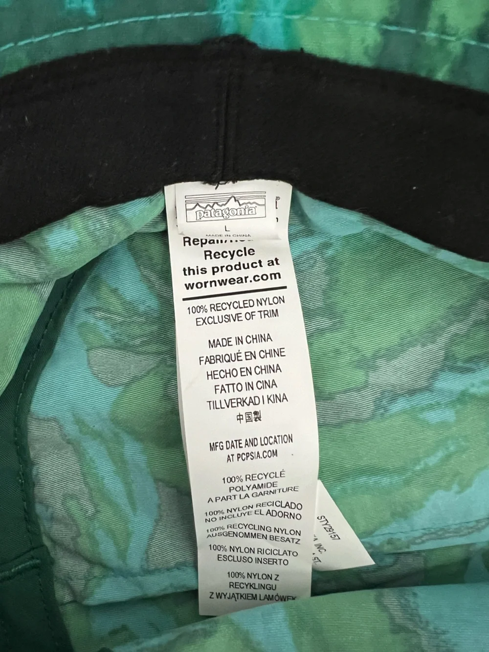 Patagonia Wavefarer Green and Teal Floral Bucket Hat